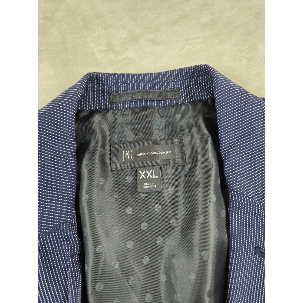 INC Cotton Pinstripe Blazer Mens 2XL Blue Sport Coat International Concepts